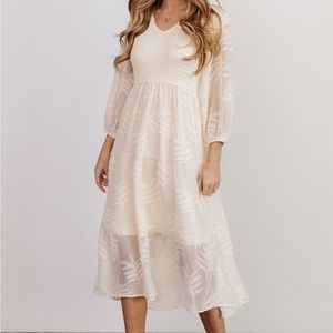 NWT Baltic Born Tommy Smocked Midi Dress in Vintage Cream